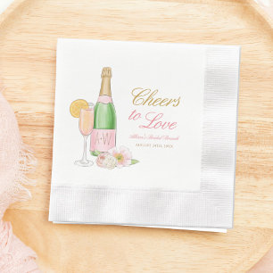 Guardanapo De Papel Brindemos ao Amor Champanhe Floral Brunch Nupcial