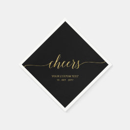 Guardanapo De Papel Brindes com Letra Estilosa Dourada e Preta