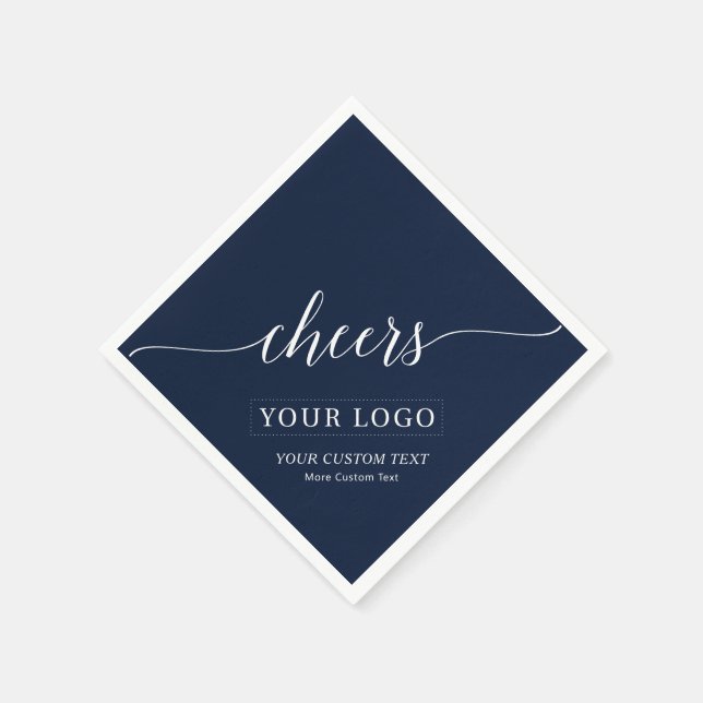Guardanapo De Papel Brindes | Logotipo Comercial Simples Azul Marinho  (Canto)
