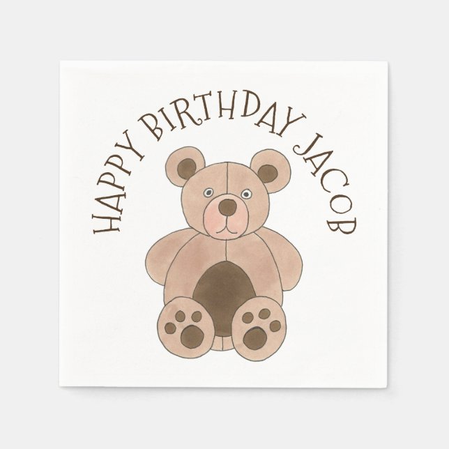 Guardanapo De Papel Brinquedo de pelúcia castanha, ursinho de pelúcia, (Frente)