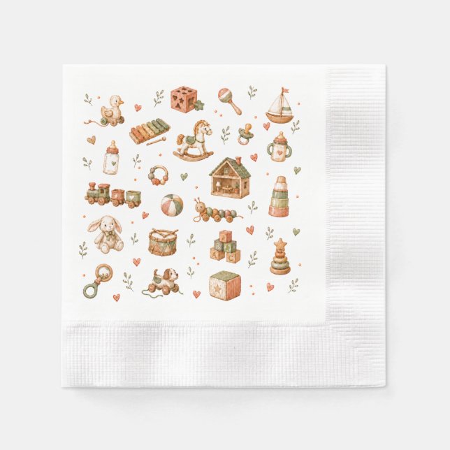 Guardanapo De Papel Brinquedos de Bebê Boho  (Frente)