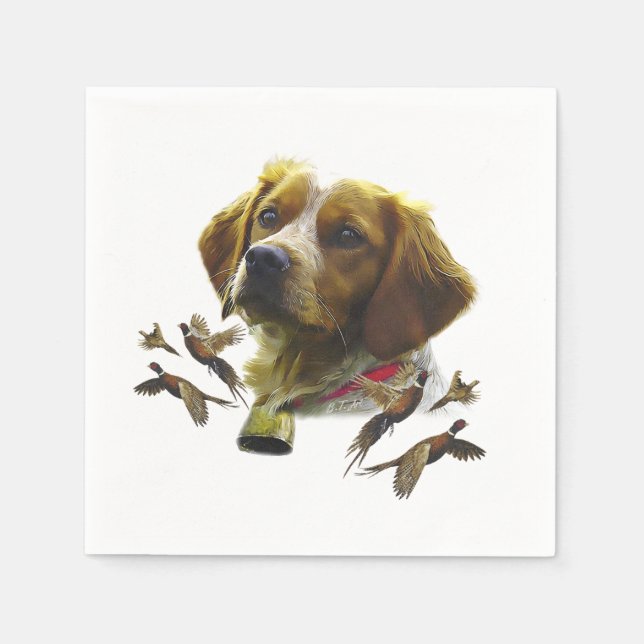 Guardanapo De Papel Brittany Spaniel Art , (Frente)
