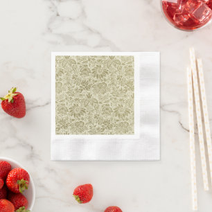 Guardanapo De Papel Brocado Botânico Toile Floral Padrão Verde Sage