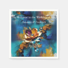 Guardanapo De Papel Bronze de abstrato, estilo barroco azul-ouro