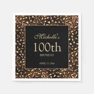 Guardanapo De Papel Bronze Dourado Preto Guepardo Leopardo 100º Aniver