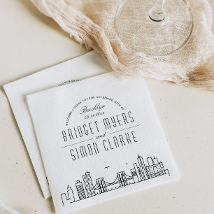 Guardanapo De Papel Brooklyn Deco Skyline Evento de Casamento Napkin