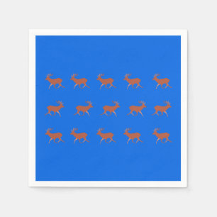 Guardanapo De Papel Brown Deer Caminhando Padrão Festivo Azul Fundo
