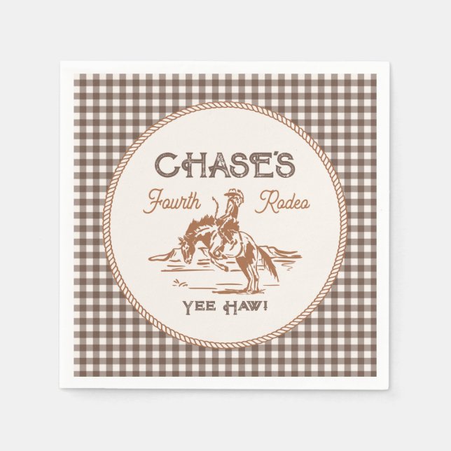 Guardanapo De Papel Brown Gingham Rodeo Paper Napkins (Frente)