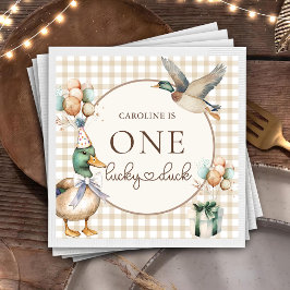 Guardanapo De Papel Brown One Lucky Duck Balloon primeiro aniversario 