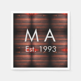 Guardanapo De Papel Brown rustic brick stone add name letter year date
