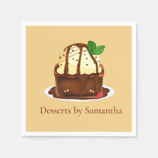 Guardanapo De Papel Brownie de Chocolate Com Sorvete de Baunilha