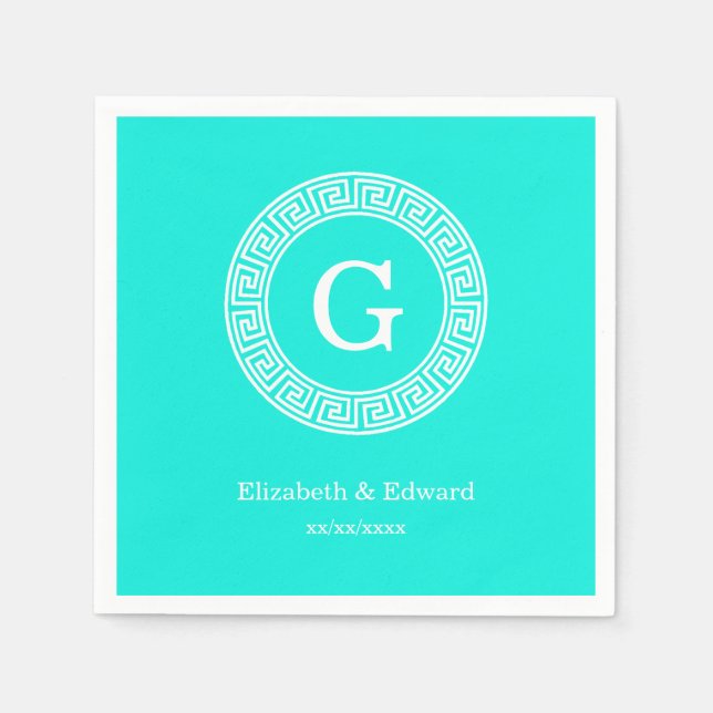 Guardanapo De Papel Brt Aqua What Grego - Quadro-chave Grego - Monogra (Frente)