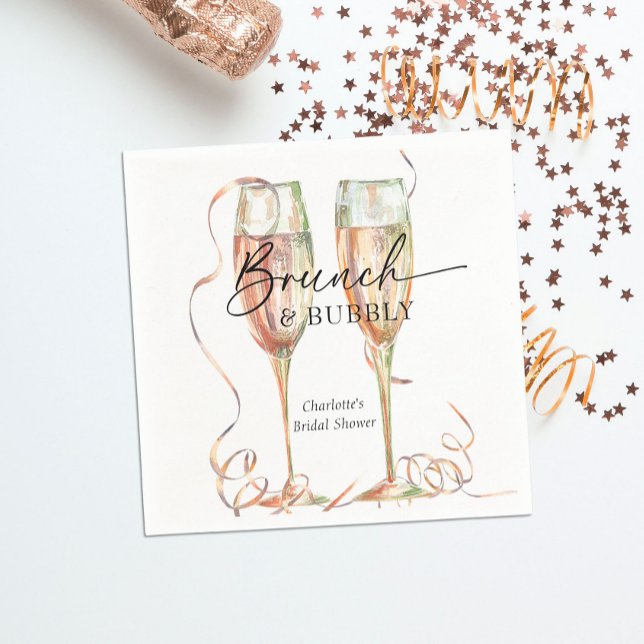 Guardanapo De Papel Brunch & Bubbly Chá de Noiva com Champanhe (Criador carregado)