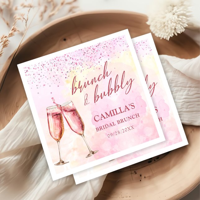 Guardanapo De Papel Brunch De Champanhe Rosa E Chá de panela De Borrac (Criador carregado)