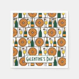 Guardanapo De Papel Brunch de Galentines Day Mimosas Retro