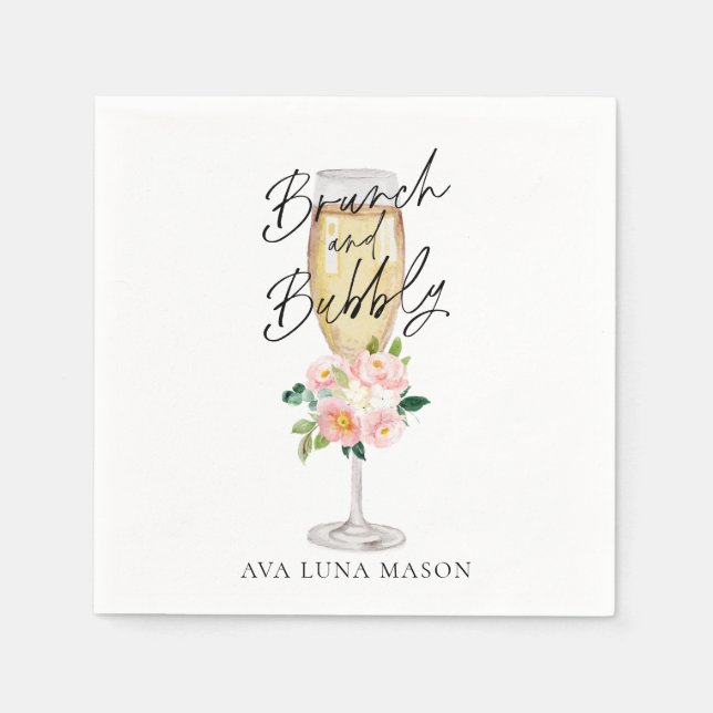 Guardanapo De Papel Brunch e Bubbly Chá de Noiva Personalizado (Frente)