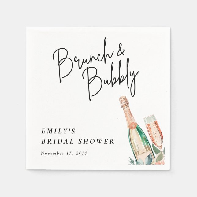 Guardanapo De Papel Brunch e Bubbly Elegante Chá de Noiva (Frente)