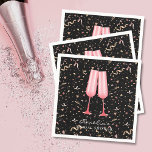 Guardanapo De Papel Brunch e Chá de panela preto<br><div class="desc">Duas flautas de vidro cor-de-rosa com confete cor-de-rosa e dourado sobre fundo preto,  estes guardanapos de papel são perfeitos para um tema de almoço e borboleta de chá de panela. CORRESPONDENTE a itens na nossa coleção.</div>