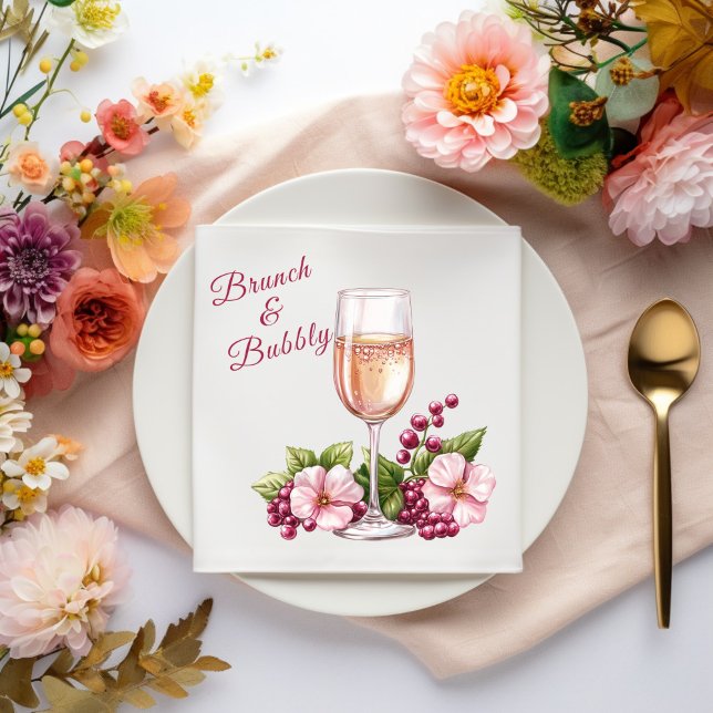 Guardanapo De Papel Brunch e Flores Borbulhantes (Criador carregado)