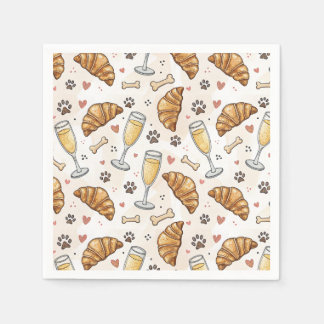 Guardanapo De Papel Brunch & Paws Napkins - Croissants e Mimosas