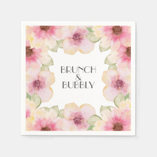 Guardanapo De Papel Brunei Floral Cor-de-Água Rosa e Borracha