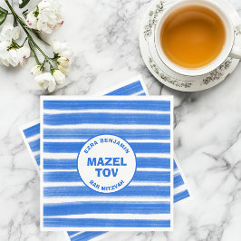 Guardanapo De Papel Brushstrokes Gira Bar Personalizado Azul Bat Mitzv