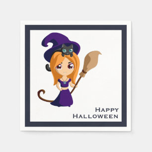 Guardanapo De Papel Bruxa Bonita no Halloween Roxo