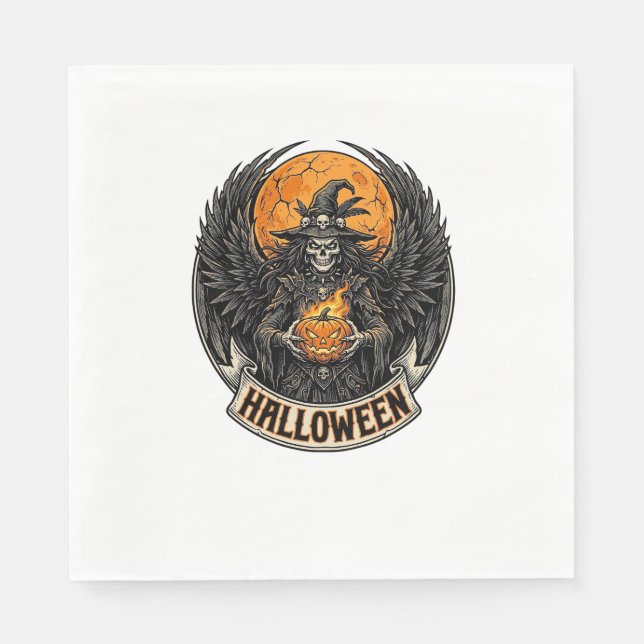 Guardanapo De Papel Bruxa de Halloween Gótico Vintage (Frente)
