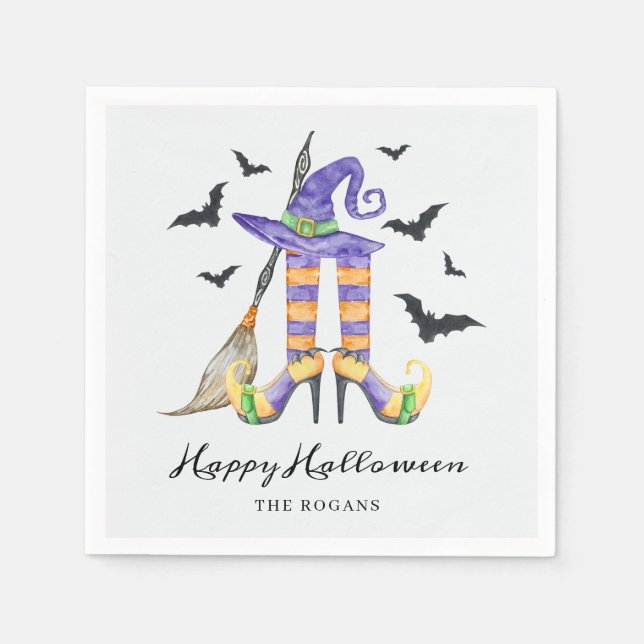Guardanapo De Papel Bruxa de Halloween Pernas e Chapéu (Frente)