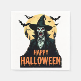 Guardanapo De Papel Bruxa do Horror das Halloween com Olhos Vermelhos