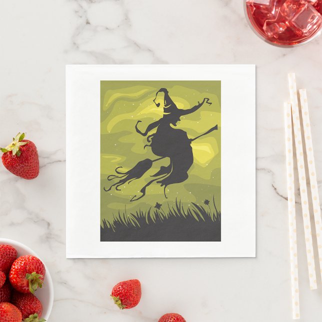 Guardanapo De Papel Bruxa Em Papel De Broomstick Napkins (Criador carregado)