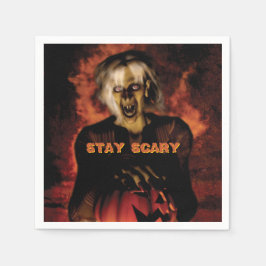 Guardanapo De Papel bruxa má com abóbora. Dia das Bruxas