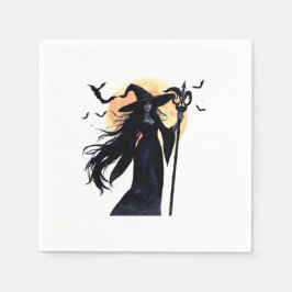 Guardanapo De Papel Bruxa Mística em Lua Cheia