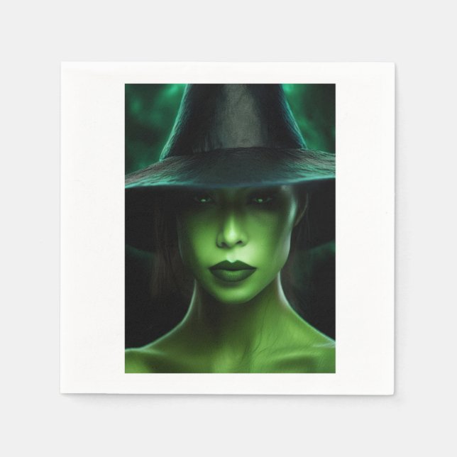 Guardanapo De Papel bruxa verde (Frente)