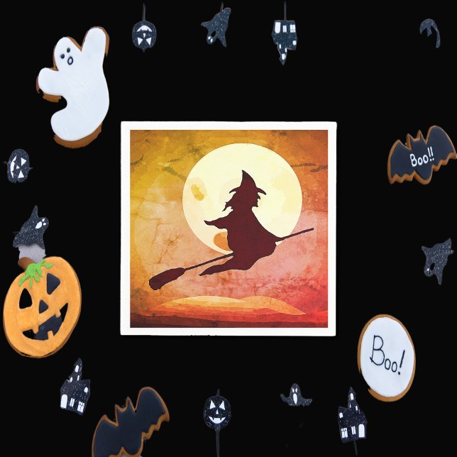 Guardanapo De Papel Bruxa Voadora - Céu laranja (Criador carregado)