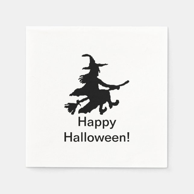 Guardanapo De Papel Bruxa Voadora - Feliz Halloween - (Frente)