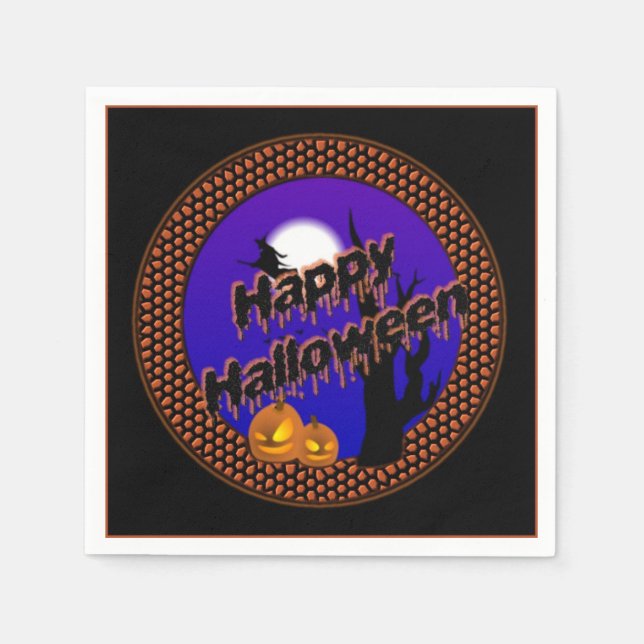 Guardanapo De Papel Bruxa Voadora Halloween Napkins (Frente)