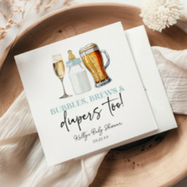 Guardanapo De Papel Bubbles Brews and Diapers Too! Baby Shower