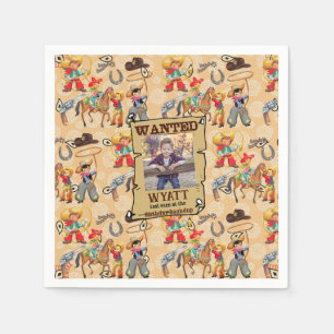 Guardanapo De Papel Buckaroo Cowboy Birthday Boy Nome da Foto Cute