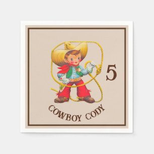 Guardanapo De Papel Buckaroo Cowboy Nome e Idade do Aniversário