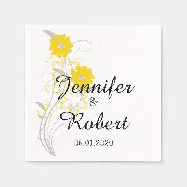 Guardanapo De Papel Budding Romance em Napkin Casado Amarelo (Frente)