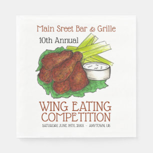 Guardanapo De Papel Buffalo Hot Chicken Wings Wing Comendo Competição