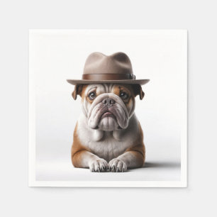 Guardanapo De Papel Buldogue Vestindo Fedora