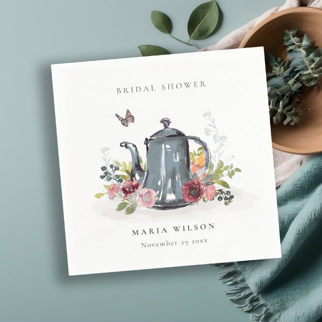 Guardanapo De Papel Bule Charming Rosas Florais ChÃ¡ve Bridal Shower (Criador carregado)