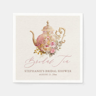 Guardanapo De Papel Bule de Chá Floral Rosa Envelhecido Chá de Noiva