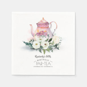 Guardanapo De Papel Bule Floral Aniversário Par-Tea