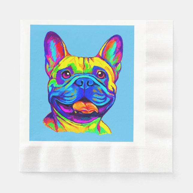 Guardanapo De Papel Bulldog Francês em Cor (Frente)