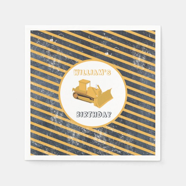 Guardanapo De Papel Bulldozer Construtor Truck Birthday Boy (Frente)