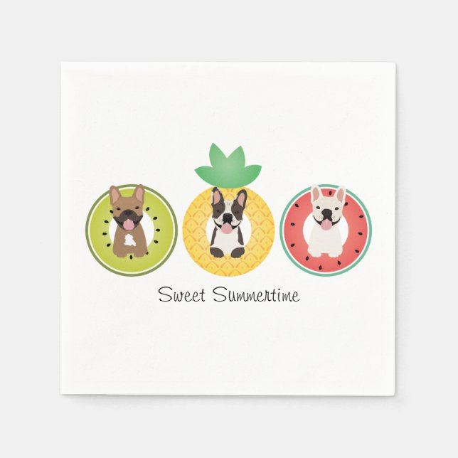 Guardanapo De Papel Bulls Franceses Em Fluxos De Piscina De Fruta (Frente)