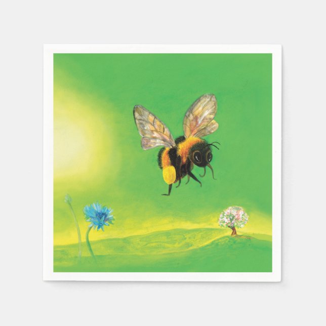 Guardanapo De Papel Bumblebee voando sobre o campo (Frente)